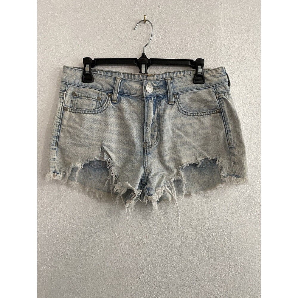 American Eagle Women’s Shortie Cut Off Denim Jean Shorts 4 Distressed Raw Hem J5